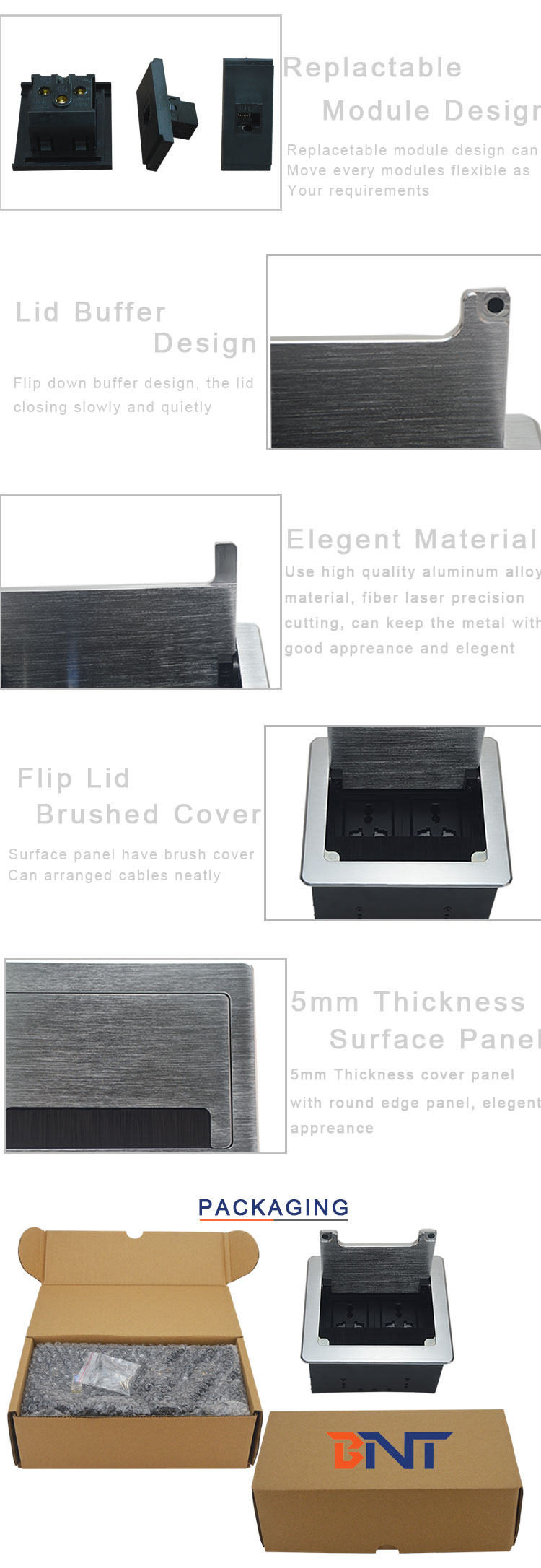 Embedded conference multi-function interface aluminum electric desk socket box