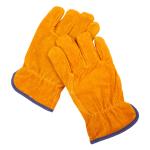 Yellow Barbecue Gloves Heat Resistant Anti Slip Cowhide Work Gloves