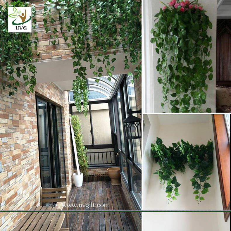 UVG interior decoration 1 meter green hanging faux ivy with plastic vine leaves for sale CHP01