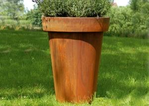 China Modern Flared Column Corten Steel Planter Flower Pot For Hotel Decoration wholesale