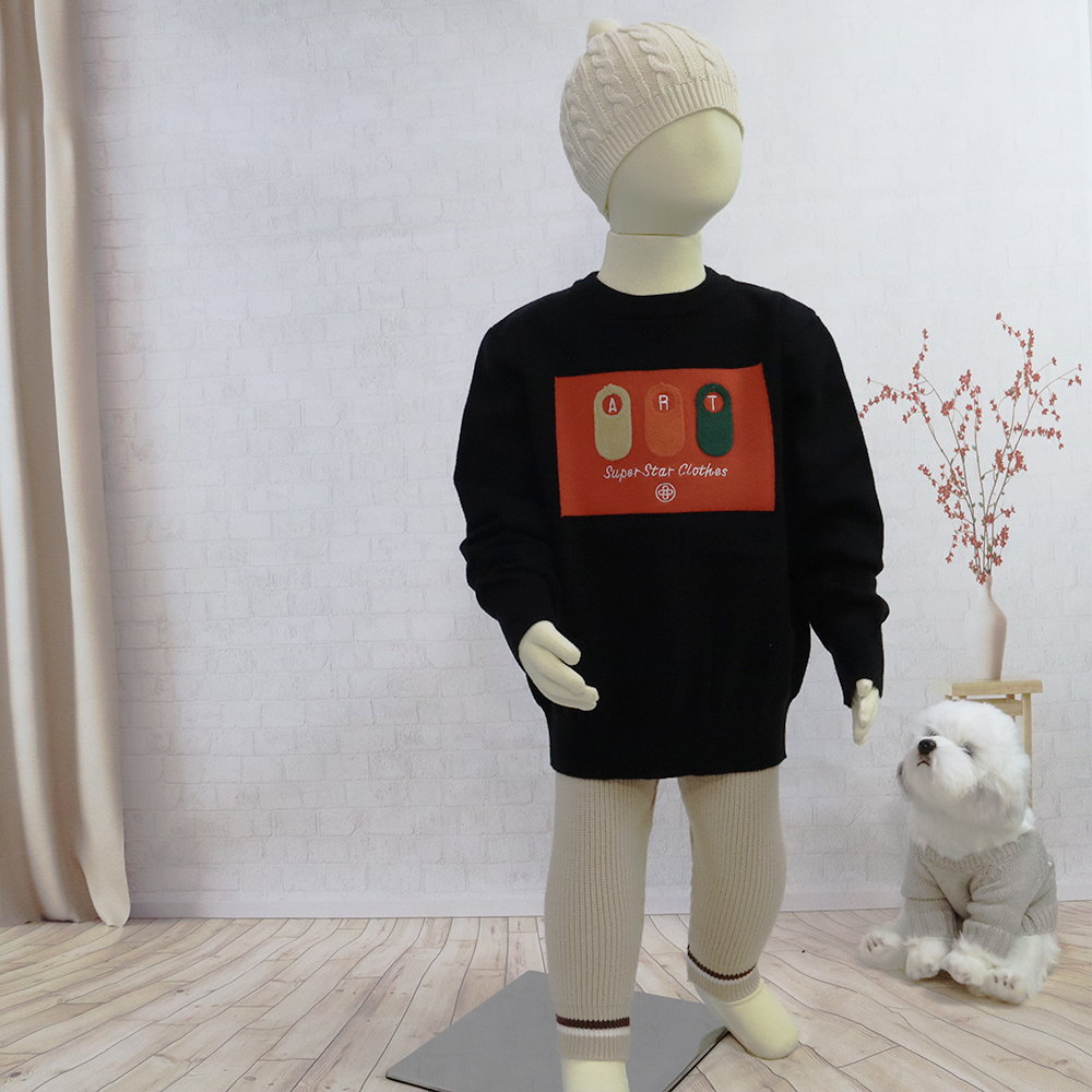 Factory Directly Sale Fall Winter Toddler Kids Children Baby Boy Girl's Unique Design Crew Neck Knitted Pullover Sweater Top