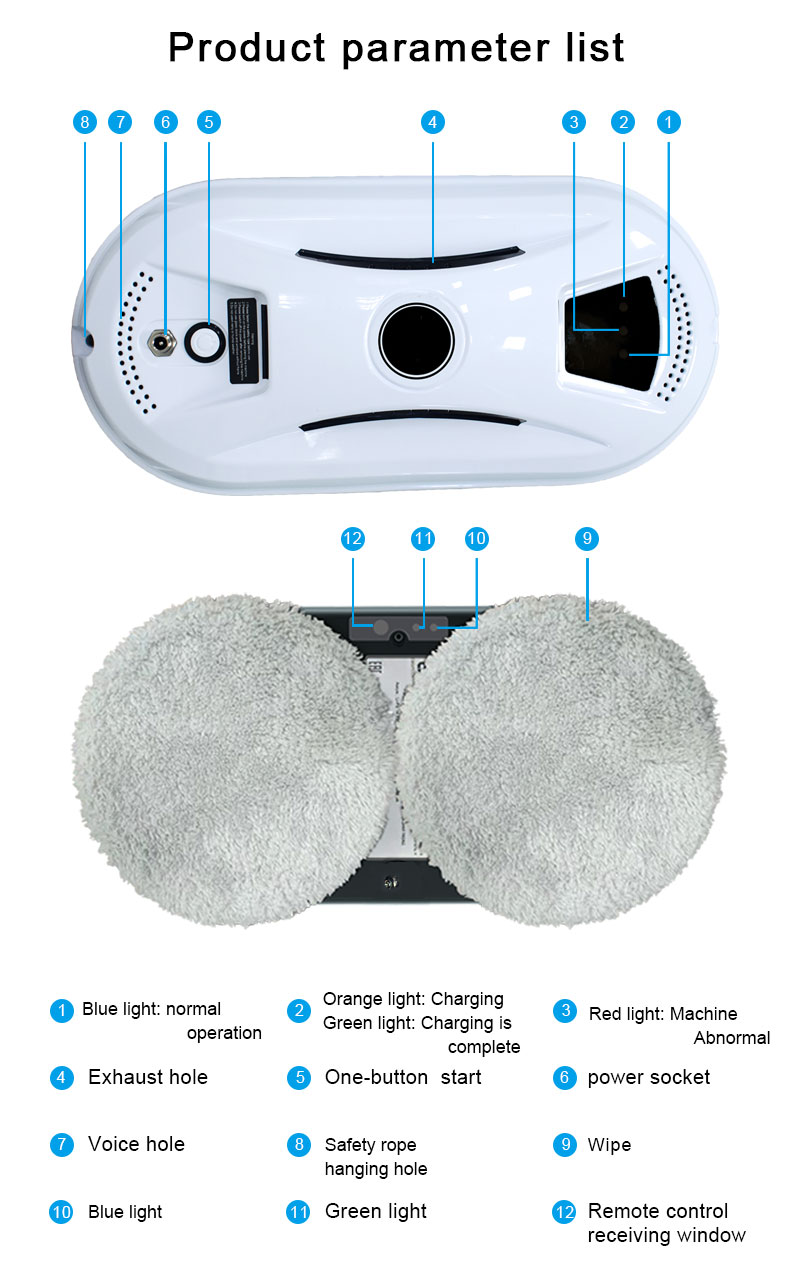 80W Power Huidi HCR-02 Smart Home Round Washer Cleaner Robot with Anti-Fall Function