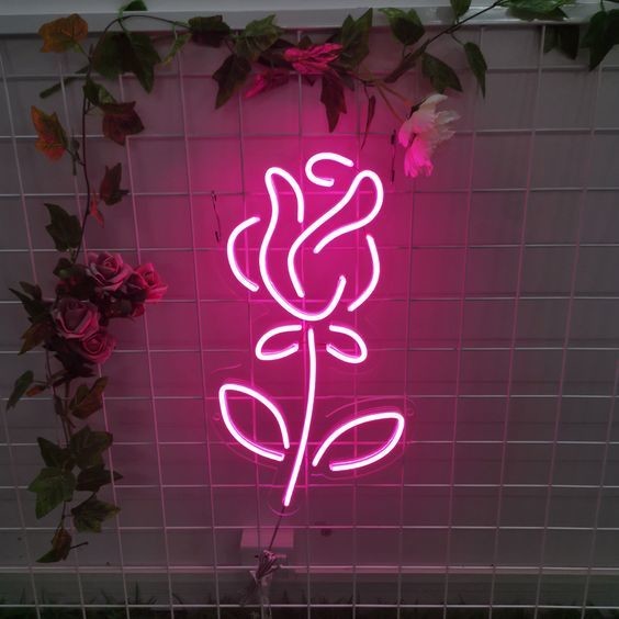 Custom Logo Neon Light Wedding Sign Pink Rose Drop Shipping Business Advertising