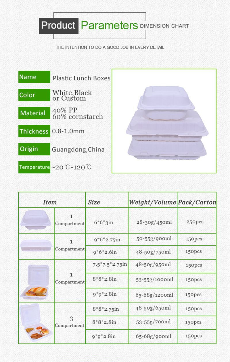 Hinged Lid 40%PP 3L disposable food storage containers