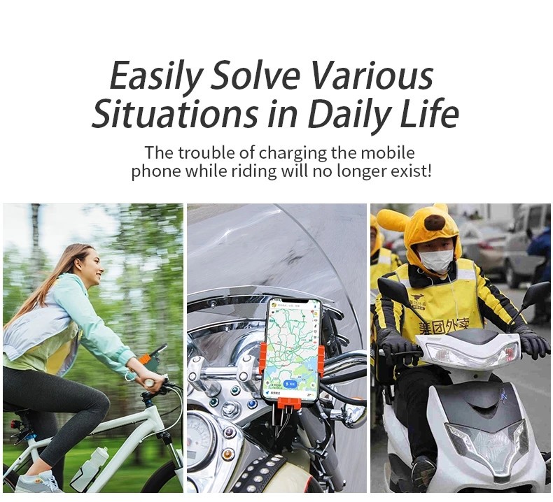 FCC Detachable Bike Mount Cell Phone Holder With Power Bank Box