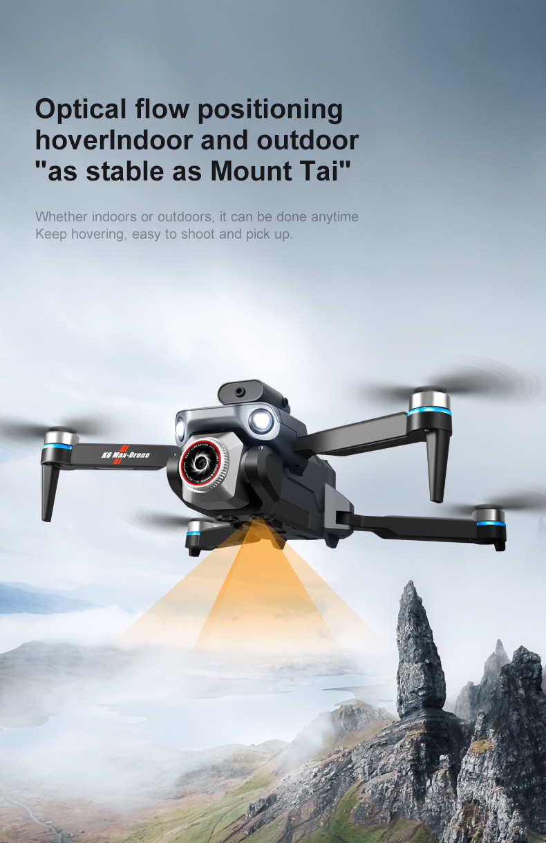 NO Private Mold K6 Mini Drone with 4k Dual Camera Wifi Fpv 360 Obstacle Avoidance Folding Quadcopter Helicopter Gifts