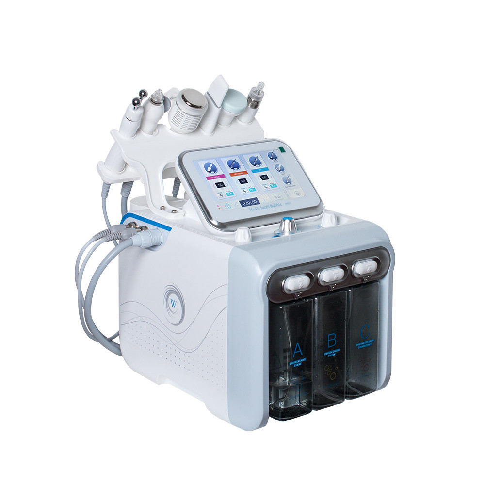 CD FDA approved 46*32*45 13kg portable white hydrafacial machine with 6 handles for deep skin cleaning rejuvenation