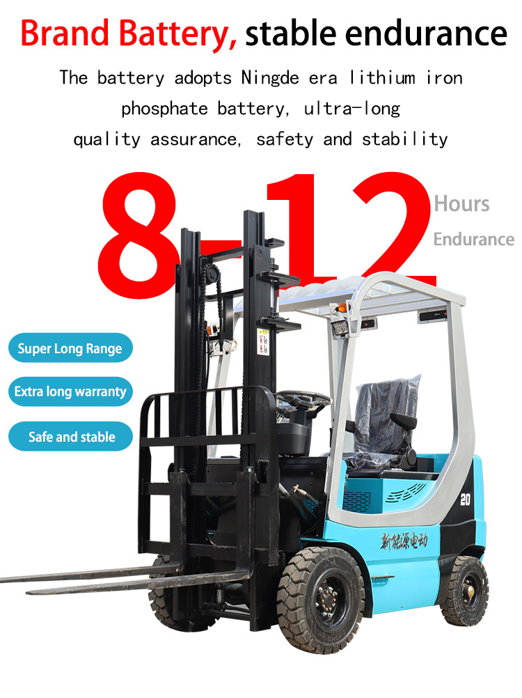 Customized Lifting Height 1 Ton 2 Ton 3 Ton Electric Forklift Safety For Warehouse Handling