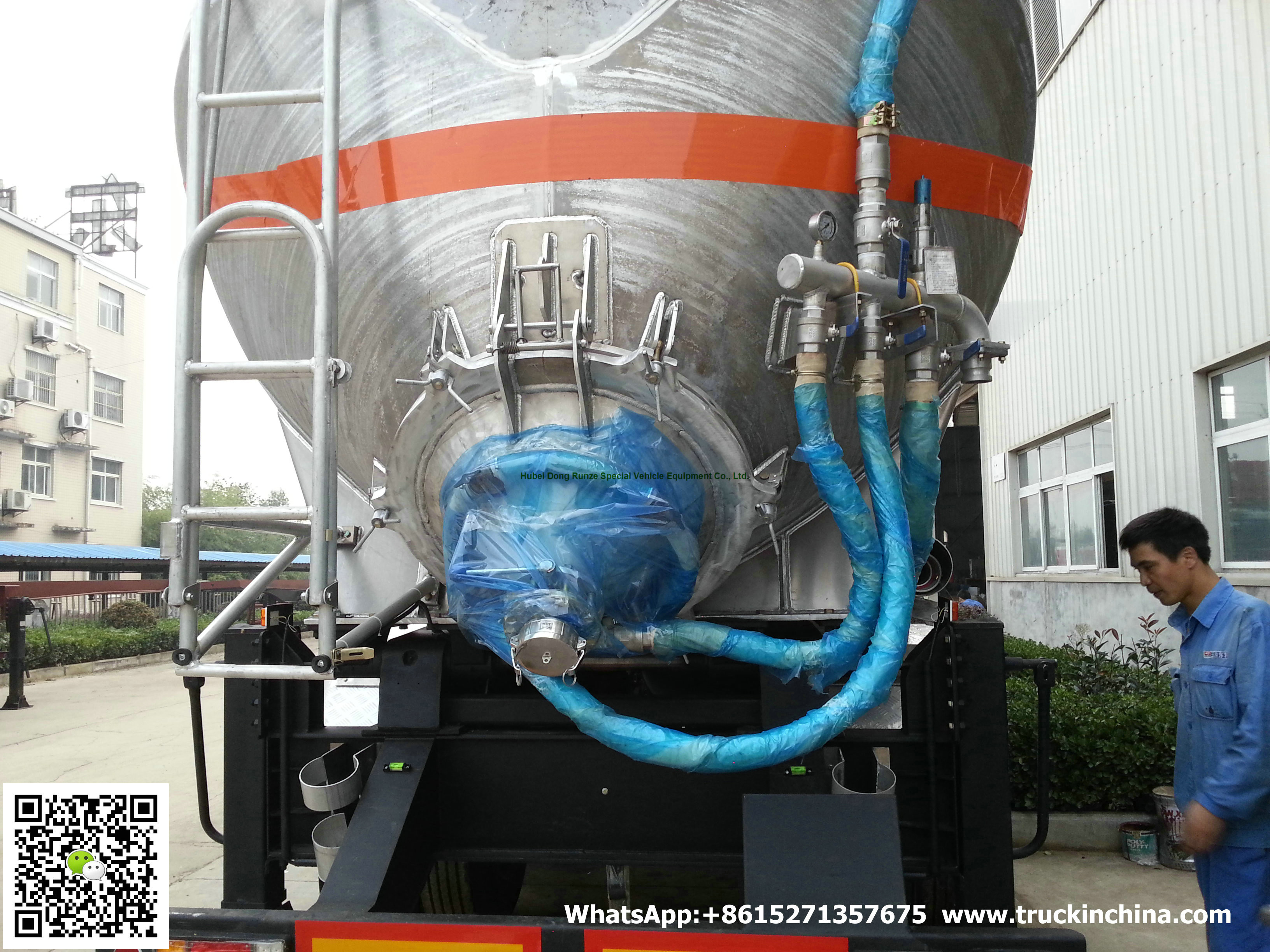 Aluminum Alloy Wheat Flour Bulk Tanker with Tipping Hydraulic Cylinder (6000USG-10000USG ）whApp:+8615271357675