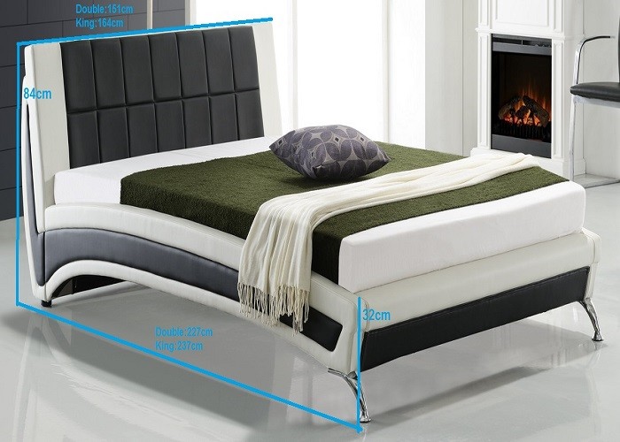 King Upholstered Platform Faux Leather Bed Frame Double Size Bedroom Furniture