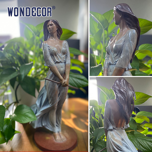 Modern Small Indoor Gauze Skirt Beauty Bronze Sculpture Desktop Ornament