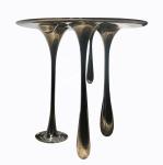 Upholstery Stainless Steel Lobby Golden Coffee Table Anti Rust