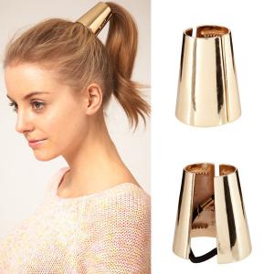 China European and American retro metal cone ponytail hair beautifully polished alloy gilt ring wholesale