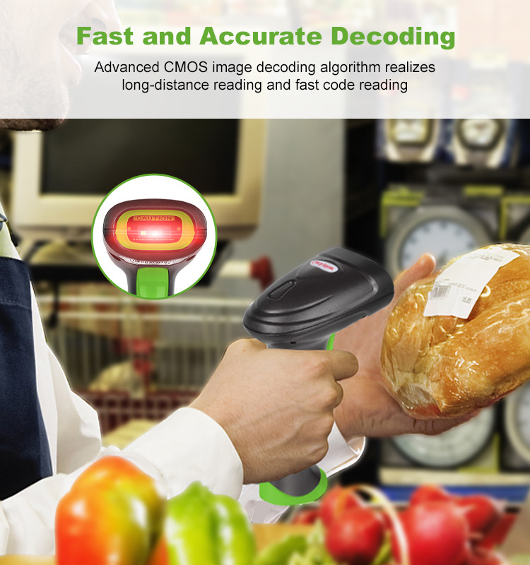Handheld 2D CMOS Wireless Barcode Scanner CE FCC Rohs Certification