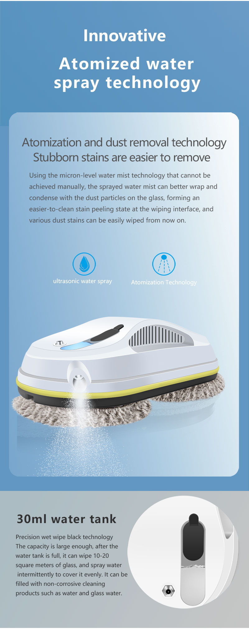 AC110-240V Household Smart Spray Robot Window Washer with Remote Control US Plug Type