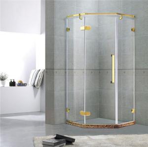 China Golden Diamond Type Frameless Shower Cubicles Hinged 10MM Tempered Glass CE / EN12150 wholesale