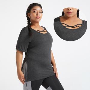China BSCI certified Women'S Plus Size Yoga Wear Dry Fit Dark Grey Sports T Shirt wholesale
