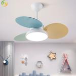Modern Simple Nordic Eye Protection Colorful Leaf Children's Room Fan Light 30