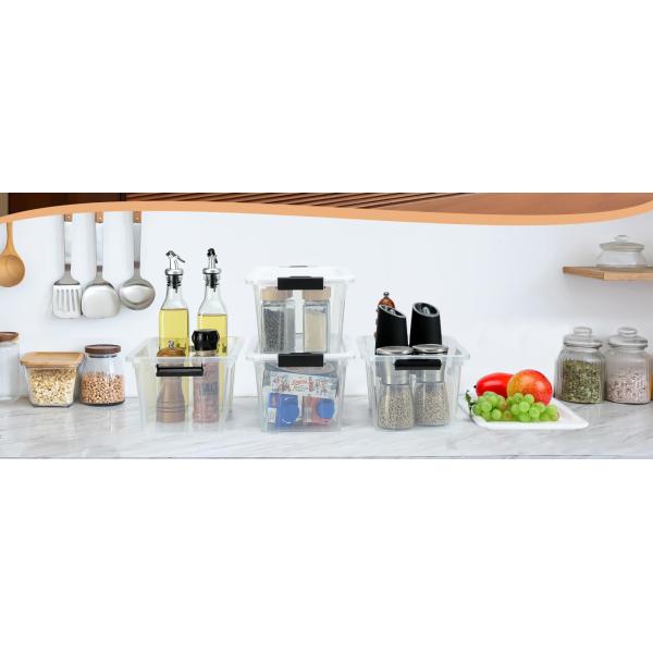 Pack Latching Lid Large Clear Plastic Storage Bins With Lids, Quart, Latch - Stackable Container Boxes For Home, Bathroom, And Office Organization