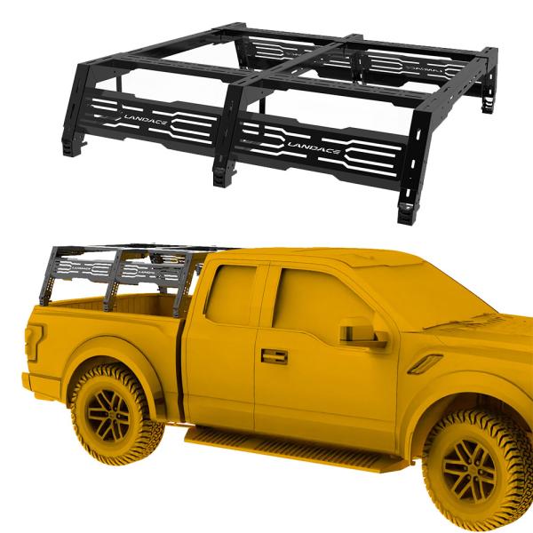 Jeep Gladiator JT Camping Bed Rack with Black Powder Coating and Multiple Accessories