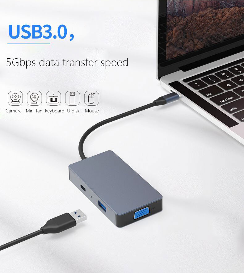5Gbps USB C 5 In 1 Adapter