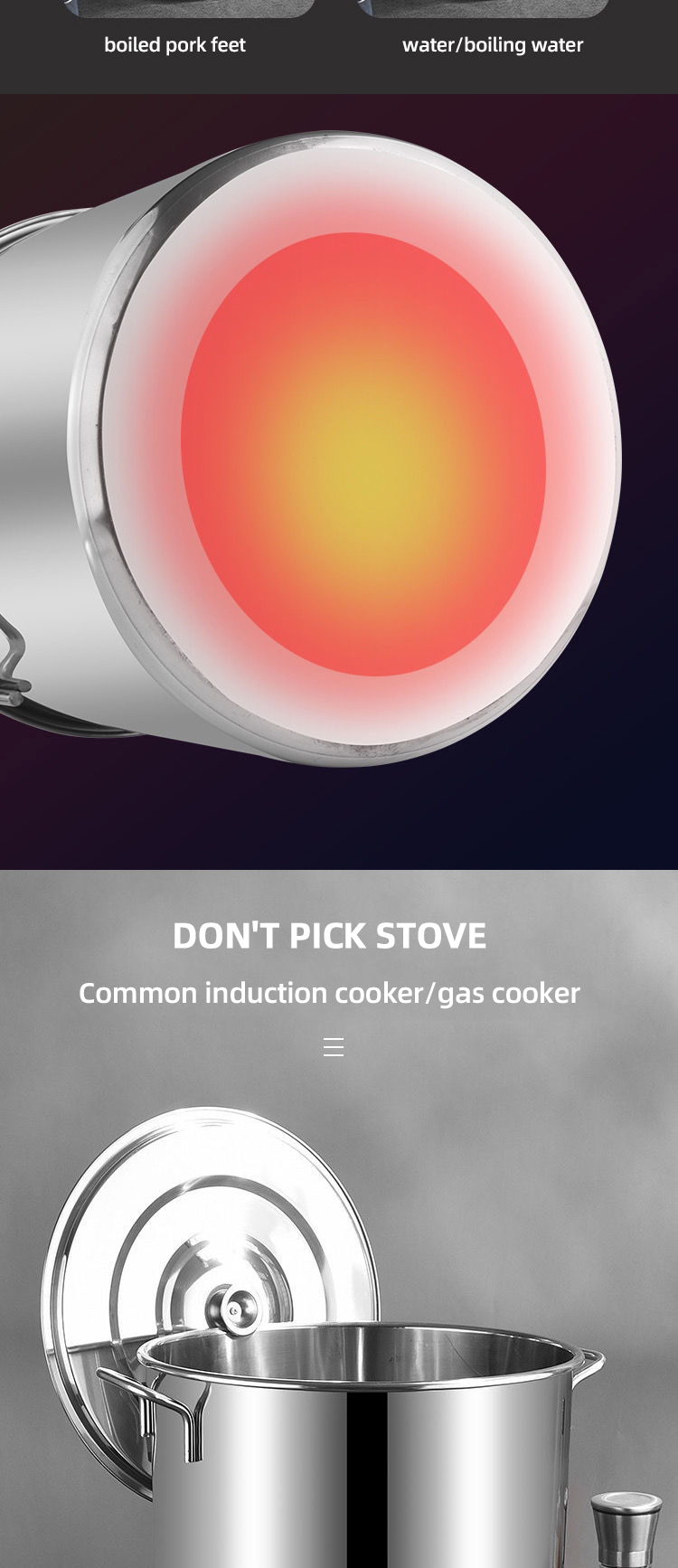 201 Stainless Steel Commercial Bucket Heavy Duty Cooking Pot