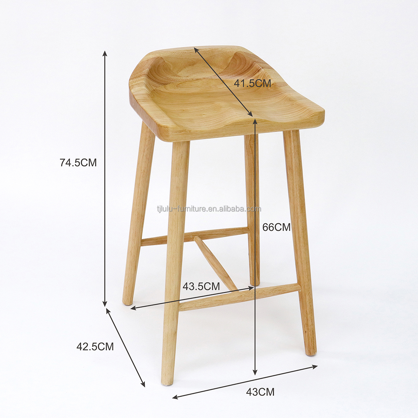 Rubber Wood Frame Antique Solid Wooden Bar Chair Stools for Bar Table in Mail Packing and Material