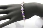 Sterling Silver Created Amethyst Clear CZ Diamonds Tennis Bracelet(B02PURPLE)