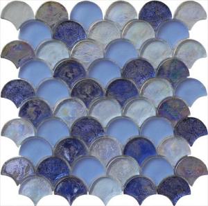 China Blue blend serie backsplash water waving glass mosaic wholesale