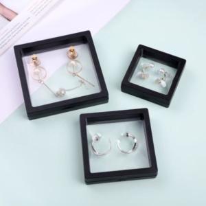 China Square PE Film Jewelry Box Art paper Dustproof Black Jewelry Box With Drawers wholesale