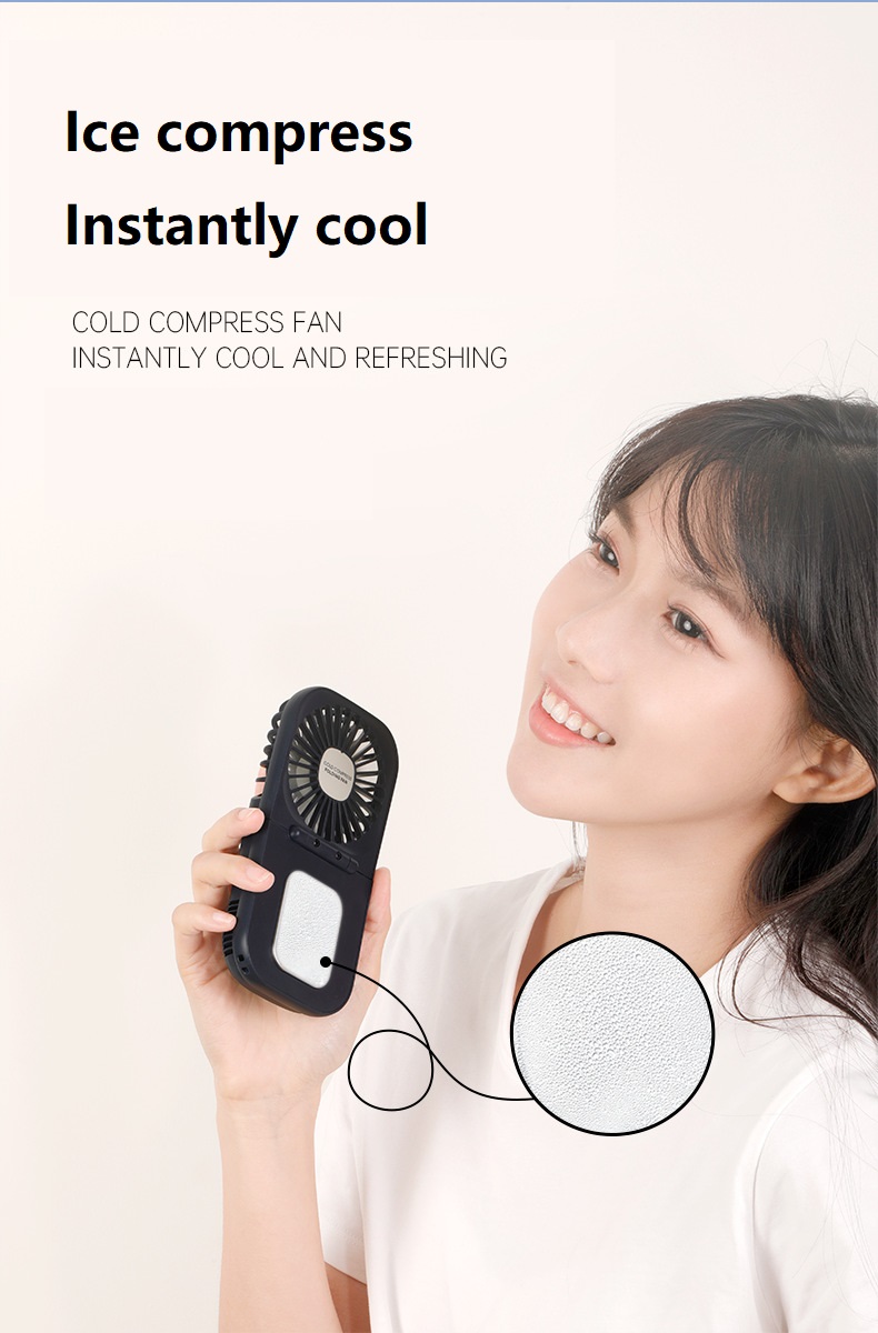 3.7V Cold Compress Handheld Folding Fan Portable Table Mini Fan for Neck Cooling Gift