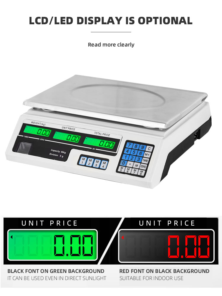 40kg Commercial Table Scale for Fruit Store Accurate Weighing Platform Plastic Stainless Steel Electronic Components