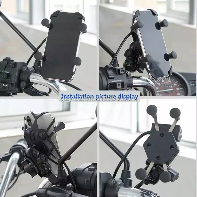 Wholesale 360 Rotation Mobile Phone Mount Holder Bracket Motorcycle Phone Holder With Usb Charger