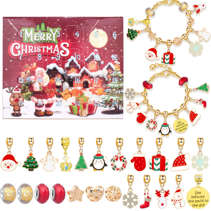 Christmas Gift Box Blind Box Toys for 14 Years up Baby Toys DIY Advent Calendar Bracelet