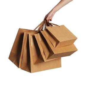 China Industrial Surface Packaging Custom Logo Print Wholesale Grocery White Brown Kraft Paper Gift Bag with Handle wholesale