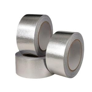 China Flame Retardant Waterproof Tape Aluminum Foil HVAC Rubber Adhesive Glass Fiber Tape wholesale