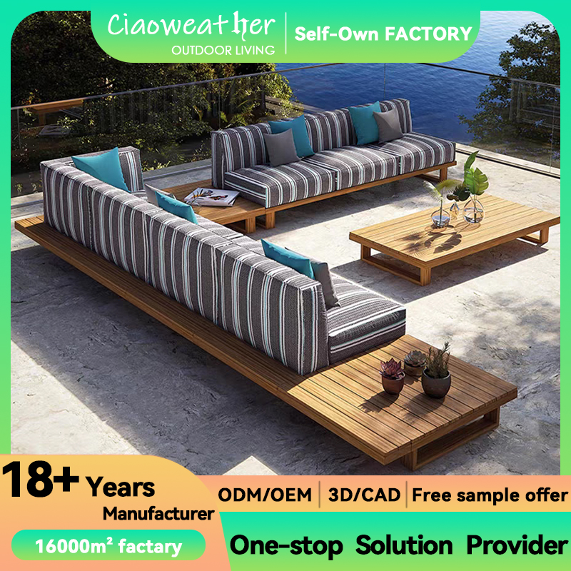 Outdoor Teak Wood Furniture Design Solid Wood Sofa Set for Modern Garden at Swimming Pool and Beach