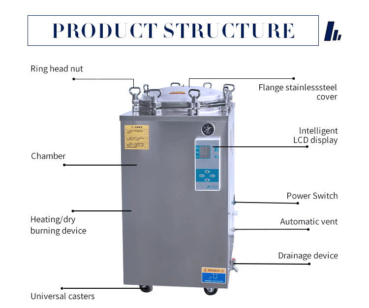 150L Mushroom Growing Equipment Vertical Steam Autoclave Sterilizer