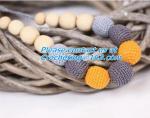 Ivory Nursing Necklace Crochet Bead Breastfeed Necklace Beige Wood Breastfeeding