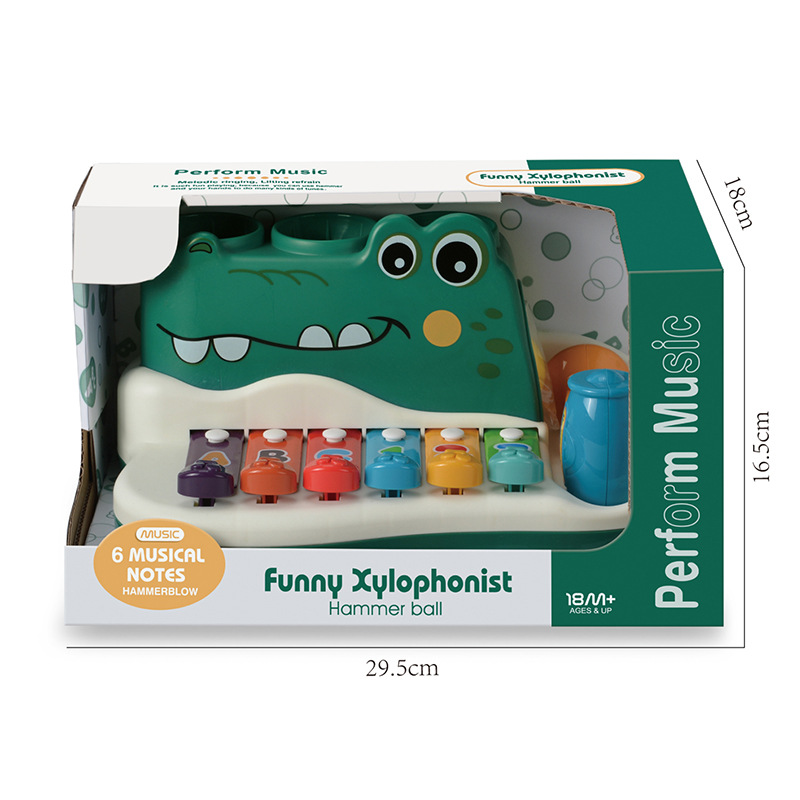 Kids Learning Montessori Education Fun Knocking Ball Crocodile Music Busy Board Puzzle Hammering Pounding Toy