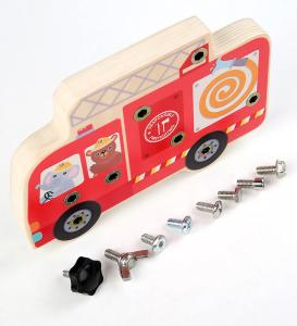 China Preschool Wooden Car Busy Board Gear Unlocking Project Fire Truck Kindergarten Puzzle Toy wholesale