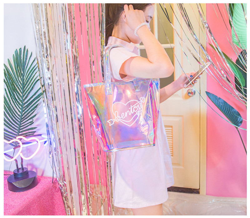Holographic Travel Transparent Shoulder PVC Handbags