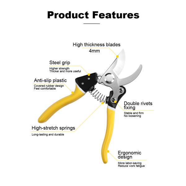 3mm Sk5 Portable Steel Pruning Shears Anti Slip For Gardening