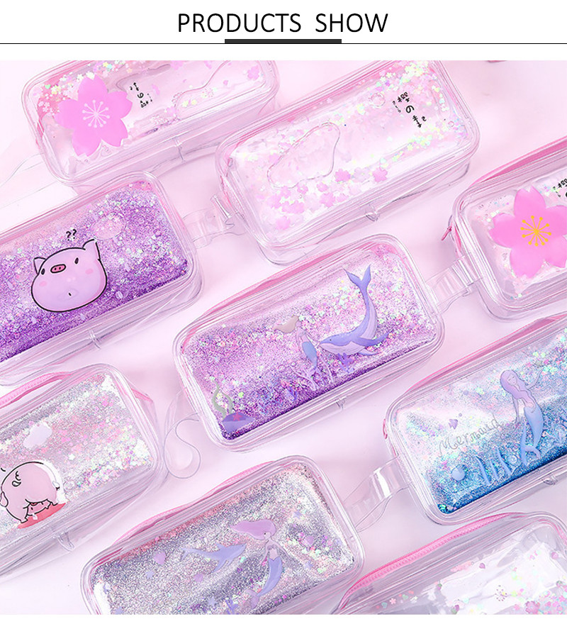 Quicksand Effect Travel Portable PVC Clear Cosmetic Bag