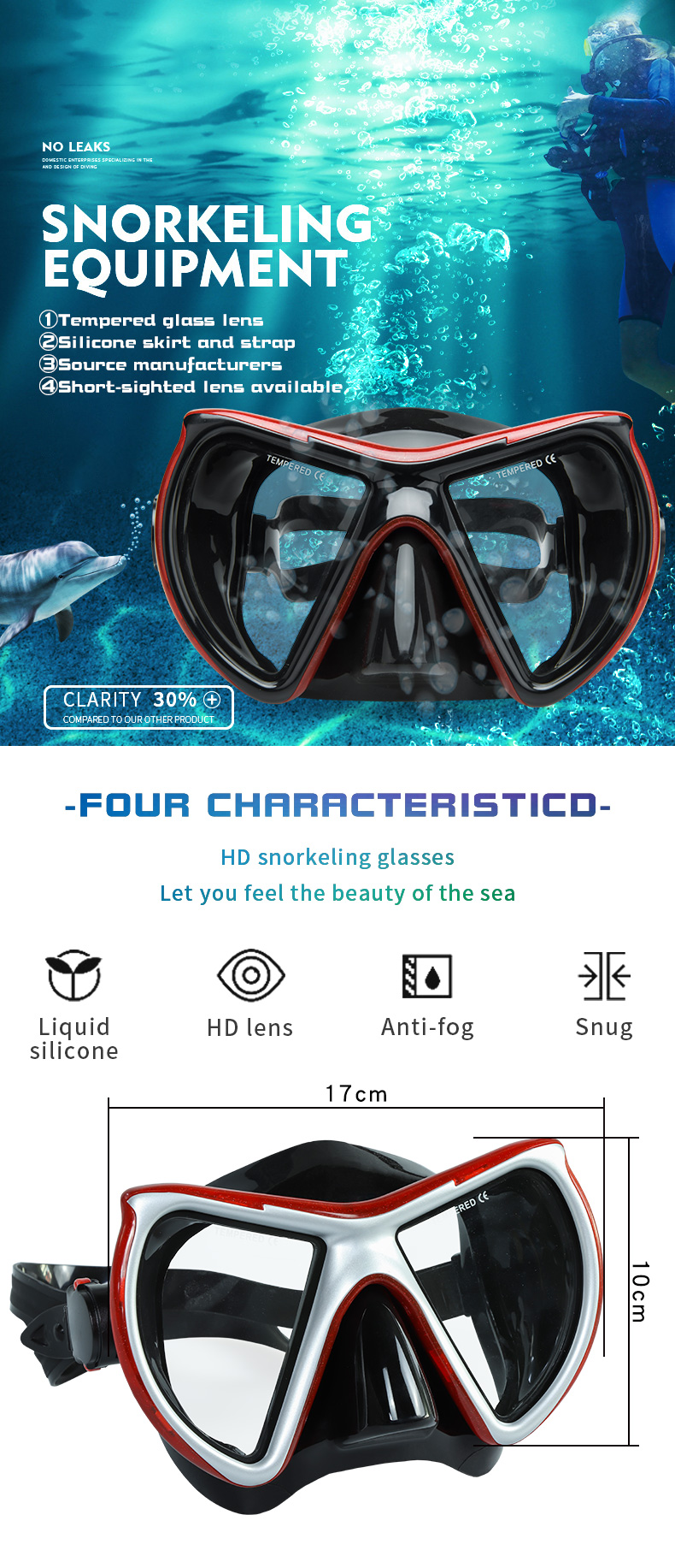 PC Plastic Underwater Scuba Diving Mask Snorkel For Water Sports