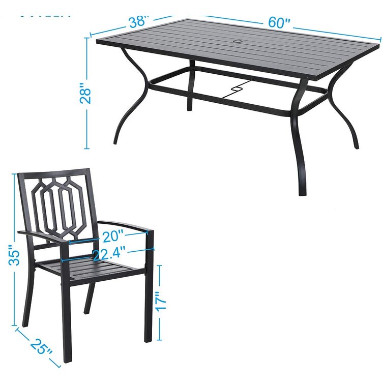 Outdoor Dining Set with Stackable Chair AJUNION Metal Space Restaurant Furniture