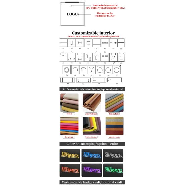 Multi Compartments PU Leather Jewelry Display Tray Soft Lining Exhibition Props