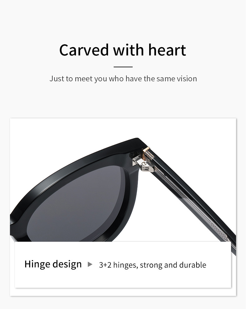 Retro Round Acetate Sunglasses Women UV400 Protective Glasses