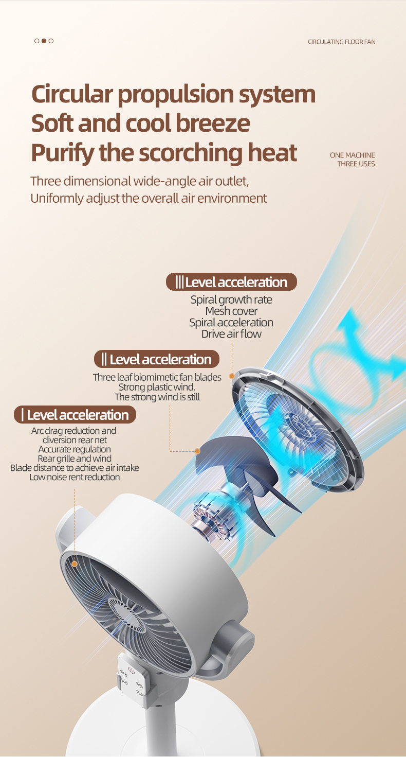 Adjustable Height 4000mA Portable USB Rechargeable Standing Fan With Timing Led Lamp Light