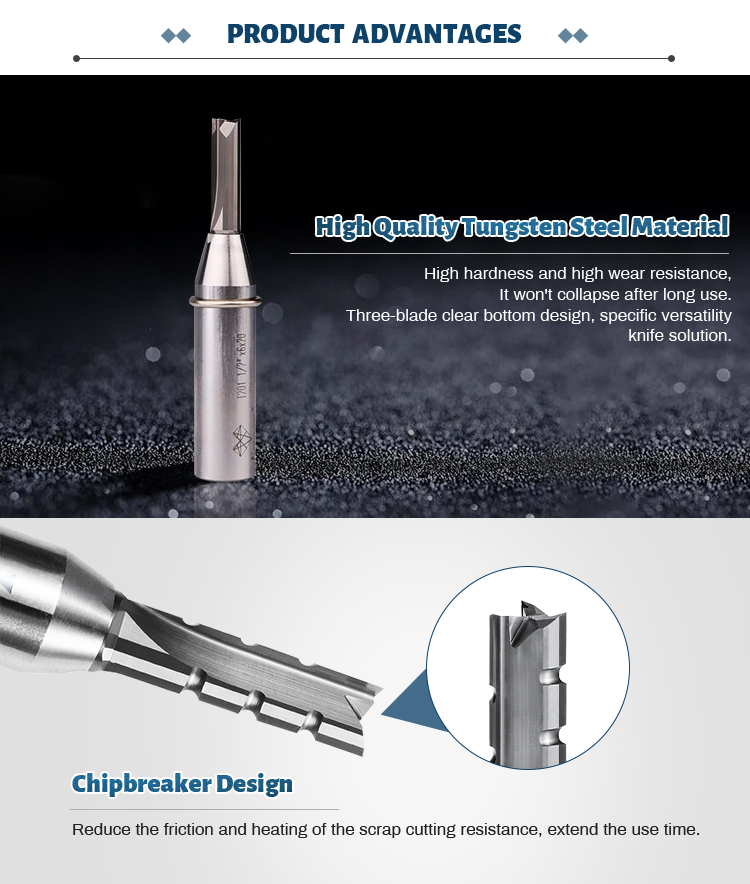 Sharp Carbide ISO9001 TCT Straight Bit Milling 1/2 × 6mm × 20mm
